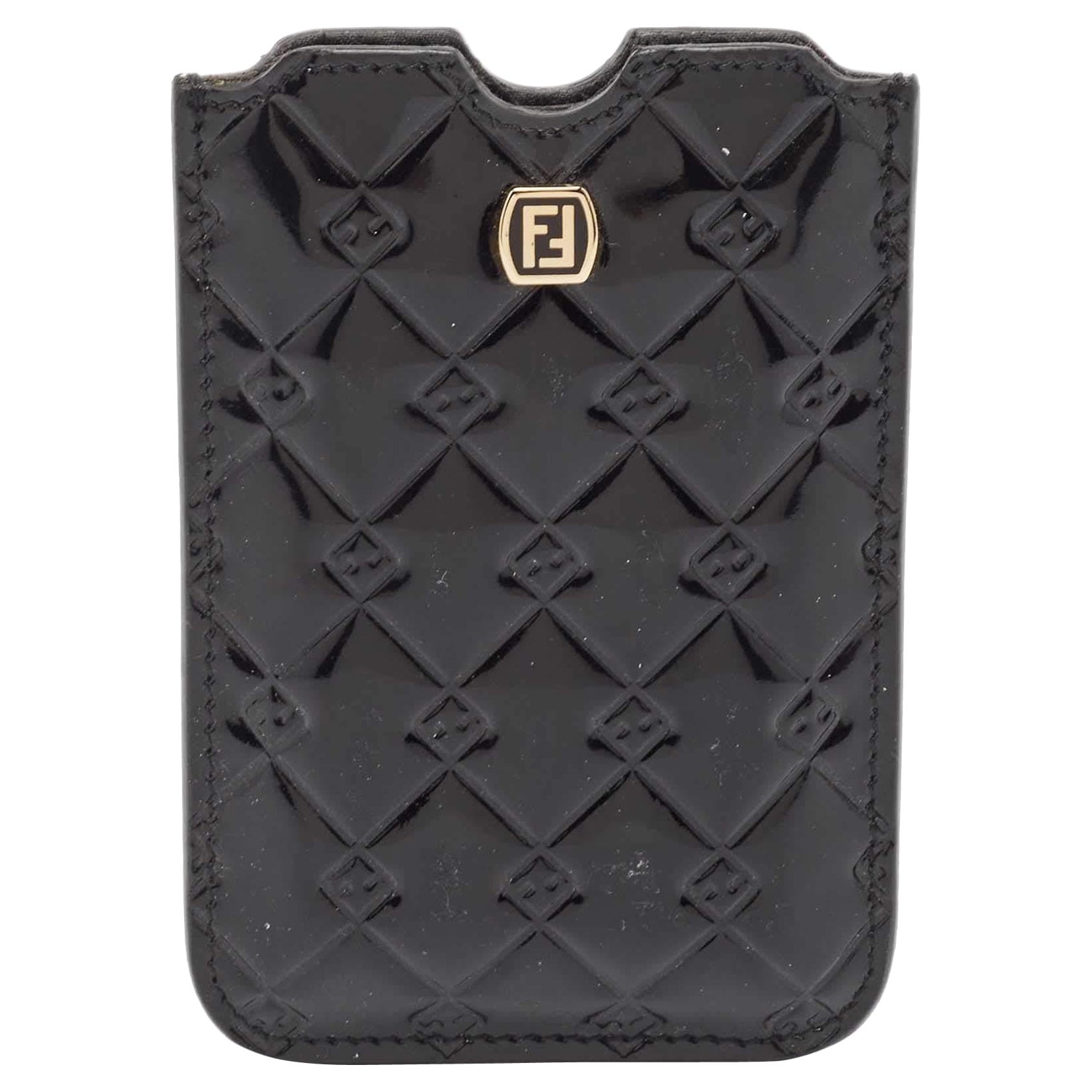 Funda de teléfono Fendi Fendilicious de charol negro en relieve