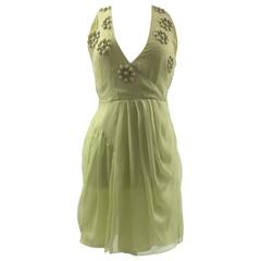 2007 Christian Dior Boutique Candy Lime Silk Chiffon Cocktail Dress