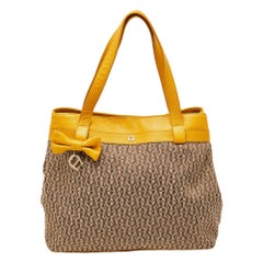 Tote in tela e pelle firmata Aigner beige/senape