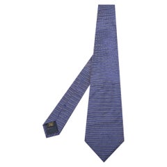Valentino Corbata de seda estampada a rayas azul marino