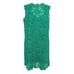 Dolce & Gabbana Green Floral Lace Mini Dress XL