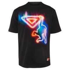 Prada Black Neon Monkey Print Jersey T-Shirt L