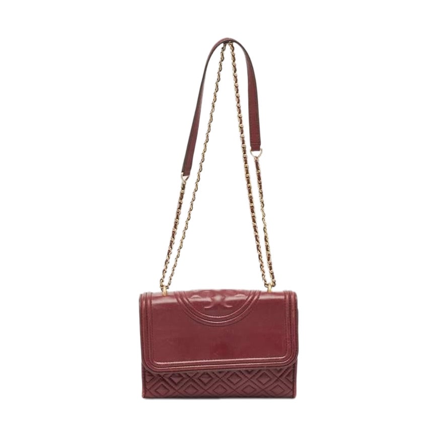 Tory Burch Red Leather Small Fleming Shoulder Bag For Sale