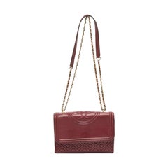 Tory Burch Red Leather Small Fleming Shoulder Bag