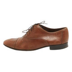 Salvatore Ferragamo Brown Leather Lace Up Cap Toe Oxford Size 43