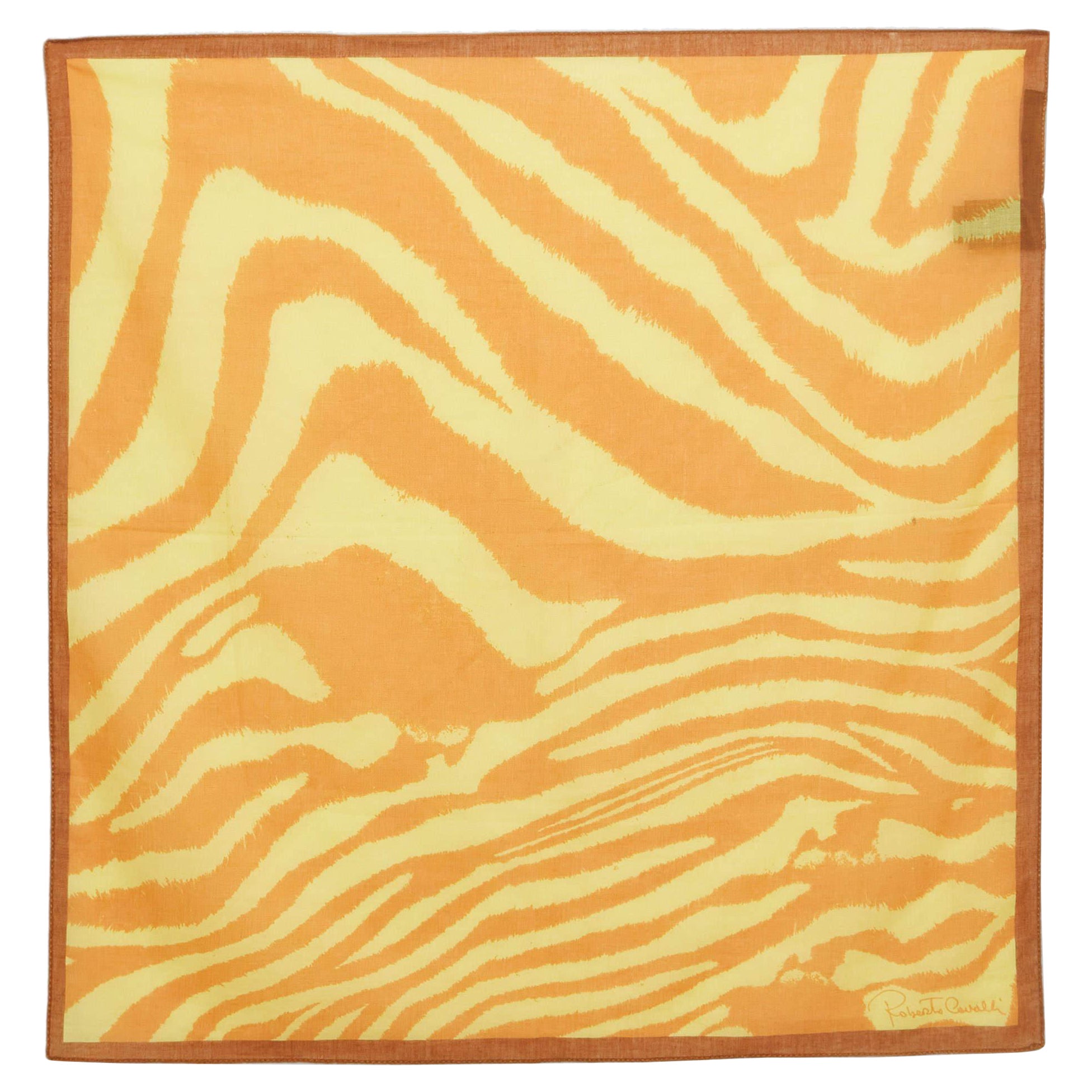 Roberto Cavalli Yellow Printed Cotton Square Scarf For Sale