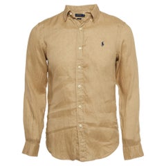 Polo Ralph Lauren Beige Lino Slim Fit Camisa Abotonada S