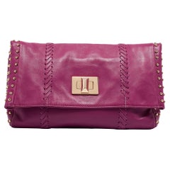 Emilio Pucci pochette à rabat cloutée en cuir magenta