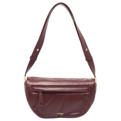 Burberry Maroon Leather Small Olympia Shoulder Bag