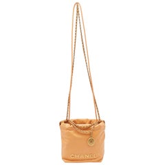 Chanel Orange Quilted Leather Mini 22 Chain Bag