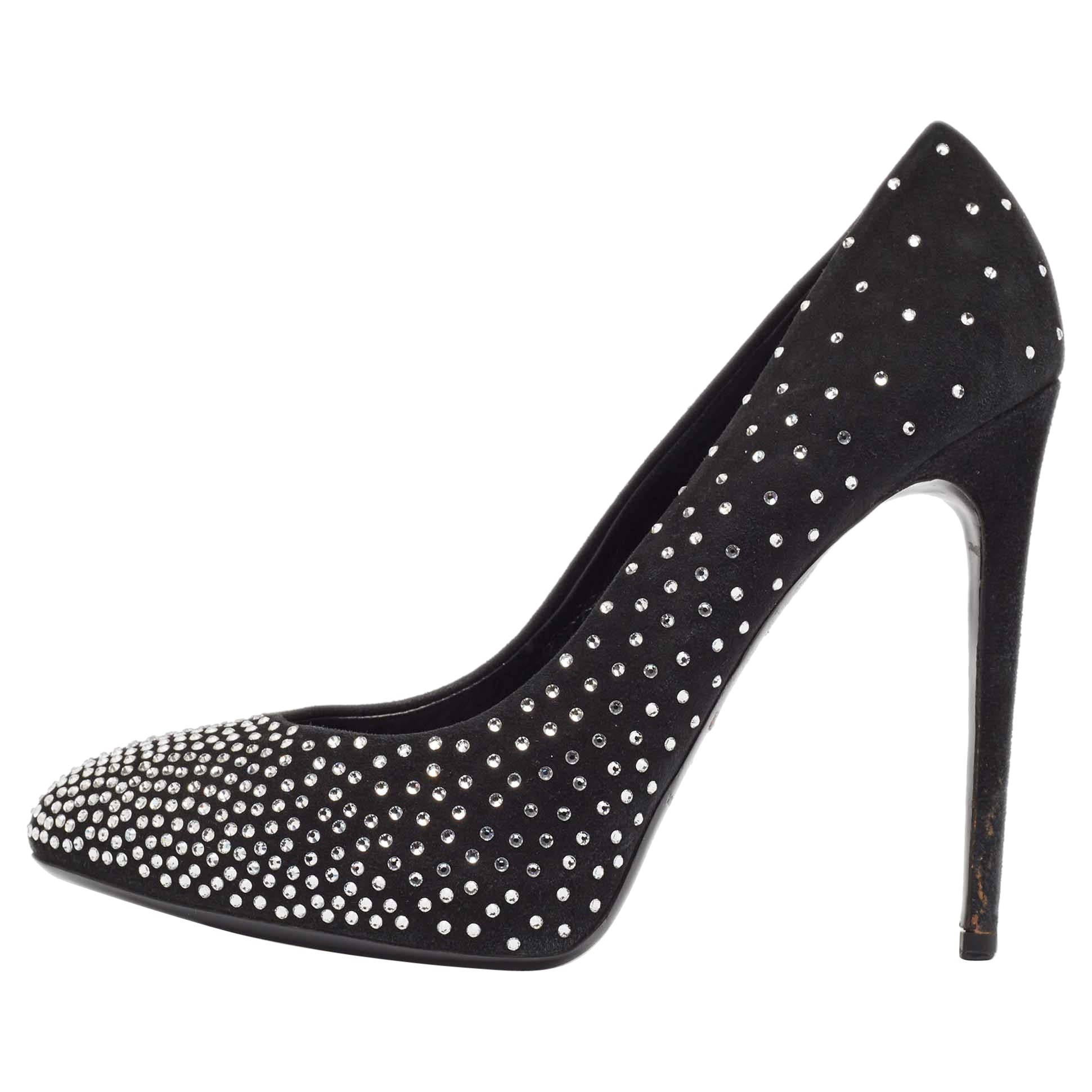 Dolce & Gabbana - Escarpins en daim noir ornés de cristaux - Taille 40