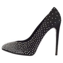 Dolce & Gabbana Black Suede Crystal Embellished Pumps Size 40