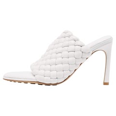 Bottega Veneta White Quilted Leather Curve Slide Sandals Size 36