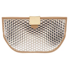 Burberry Beige Satin Studded Olympia Clutch