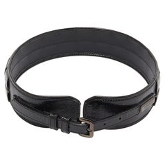 Burberry Black Patent Leather Buckle Waist Belt 70CM
