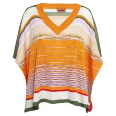 Mehrfarbiger gemusterter Jersey-Umhang mit V-Ausschnitt von Missoni (Ein Größe)