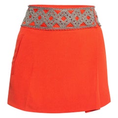 Isabel Marant Orangefarbener verzierter Krepp-Minirock S