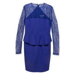 Emilio Pucci Vestido lápiz L de crepé elástico con ribete de encaje azul