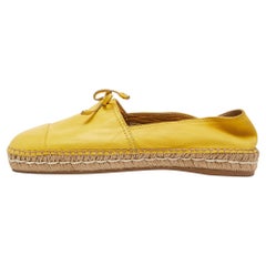 Prada Yellow Leather Espadrilles Slip On Loafers Size 39
