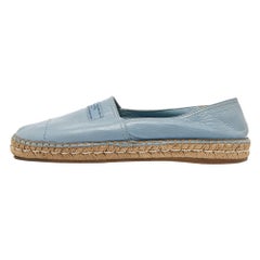 Prada Blue Leather Espadrille Flats Size 41
