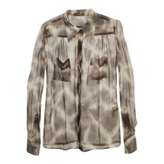 Roberto Cavalli Brown Animal Print Silk Sheer Shirt S