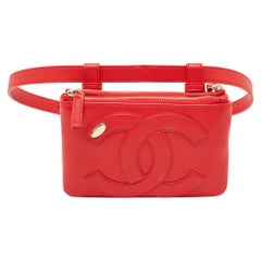 Chanel Red Leather CC Mania Waist Bag