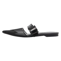 Alexander McQueen Black Mesh and Leather Punk Flat Mules Size 40