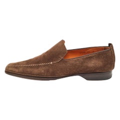 Santoni Brown Wildleder Slip On Loafers Größe 41