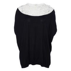 Valentino Black Knit & Lace Oversized Top L