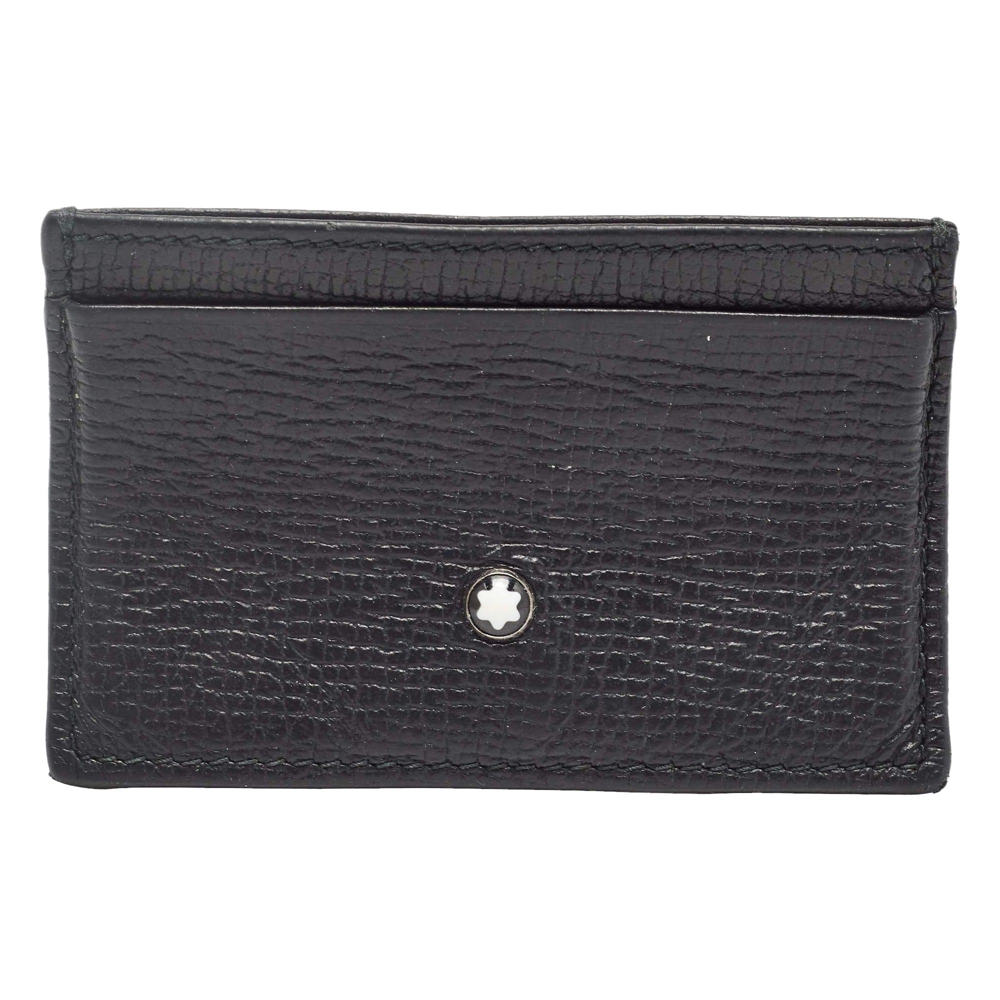 Montblanc Black Leather Meisterstuck Card Holder For Sale