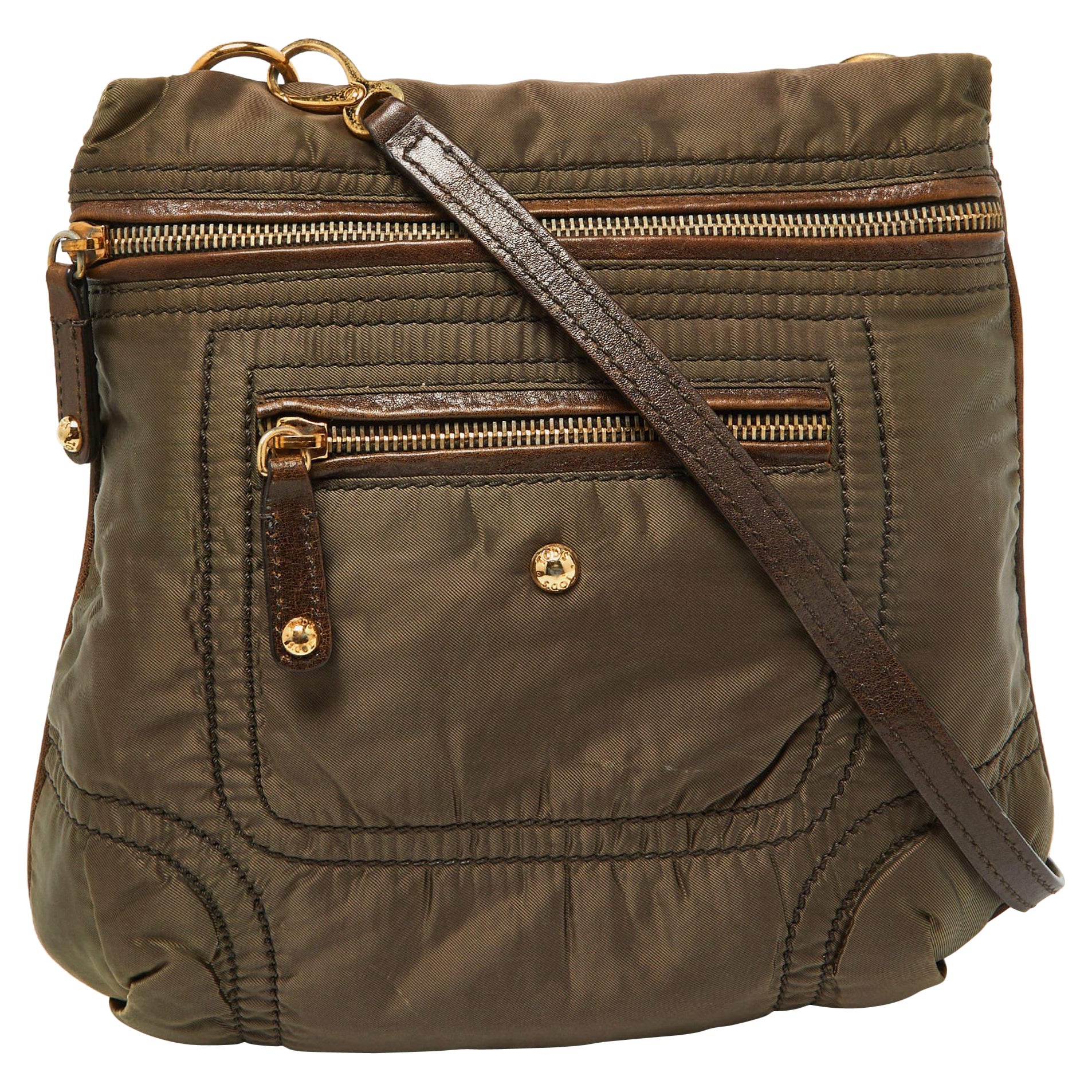 Tod's Brown Satin and Leather Crossbody Bag For Sale