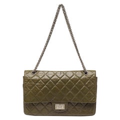Chanel Olive Green Quilted Aged Leather Reissue 2.55 Classic 227 Flap Bag