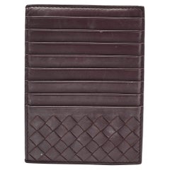 Bottega Veneta Dark Burgundy Intrecciato Leather Card Holder