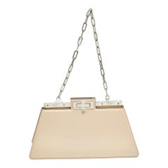Fendi Beige Patent Leather Medium Peekaboo Cut Bag