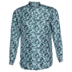 Giorgio Armani Camisa Abotonada de Seda Verde con Estampado Paisley M