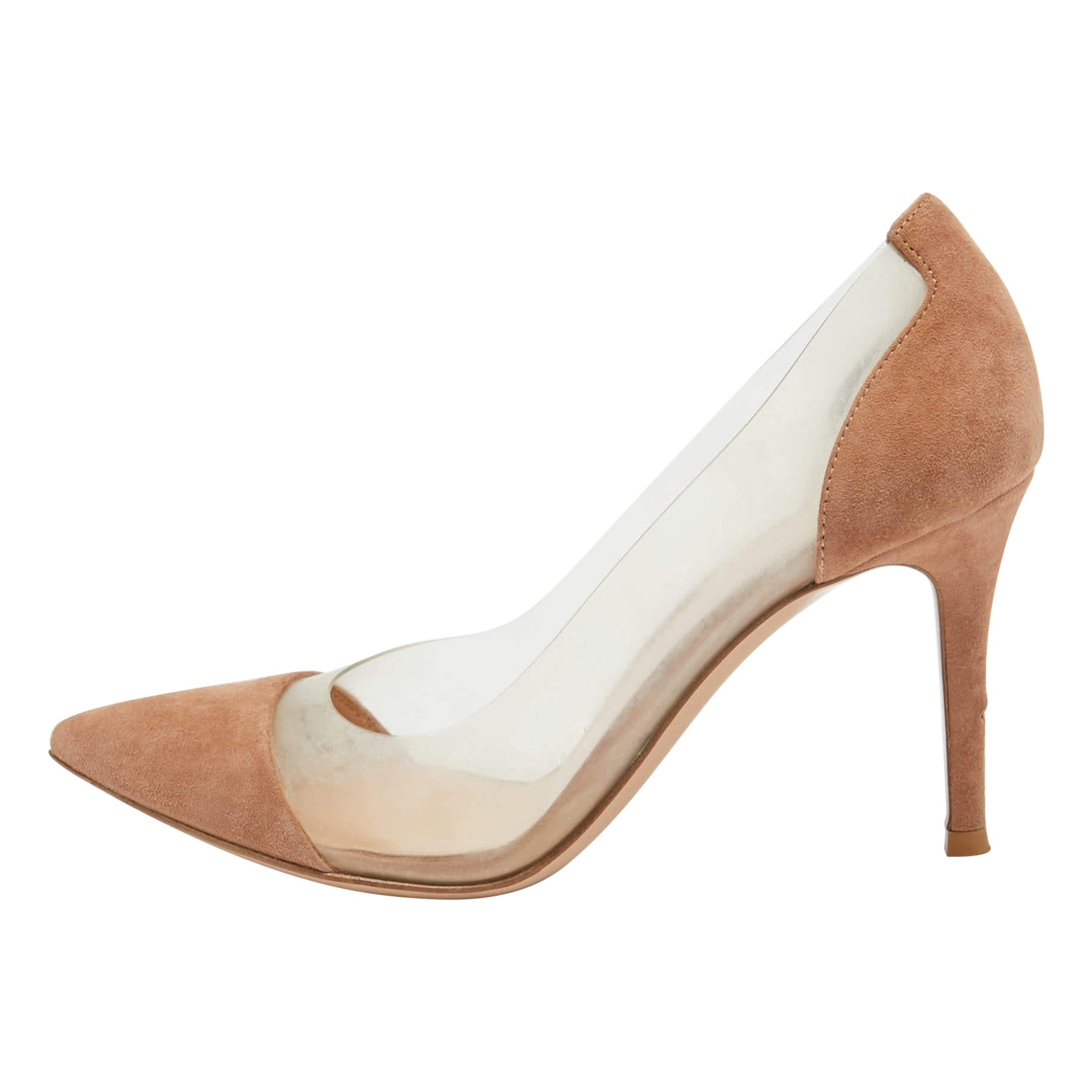 Gianvito Rossi - Escarpins en plexiglas et daim beige/transparent, taille 36