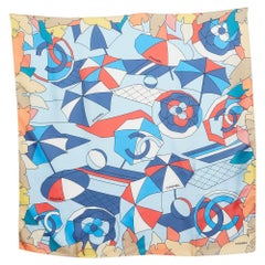 Chanel Multicolor CC Umbrella Print Silk Square Scarf