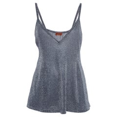 Missoni Camisole à col en V bleu métallisé L