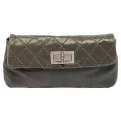 Chanel Grey Quilted Leather Mademoiselle Flap Clutch