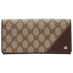 Gucci Brown/Beige GG Supreme Canvas and Leather Bifold Continental Wallet