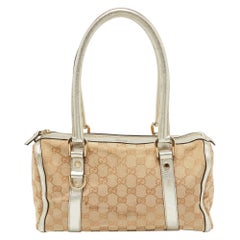 Gucci Beige/Gold GG Canvas and Leather Small Abbey Boston Bag