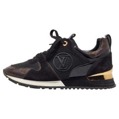 Louis Vuitton Black Monogram Canvas and Mesh Run Away Low Top Sneakers Size 37