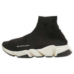 Balenciaga Black Knit Fabric Speed Trainer High Top Sneakers Size 41