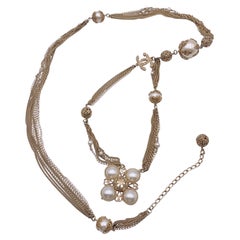 Chanel 06 Faux Pearls Gold Metal Multi Chain Necklace or Belt