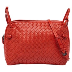 Bottega Veneta Orange Intrecciato Leather Nodini Crossbody Bag