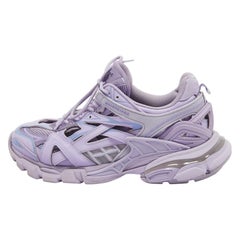Balenciaga Purple Leather and Mesh Track 2 Sneakers Size 41