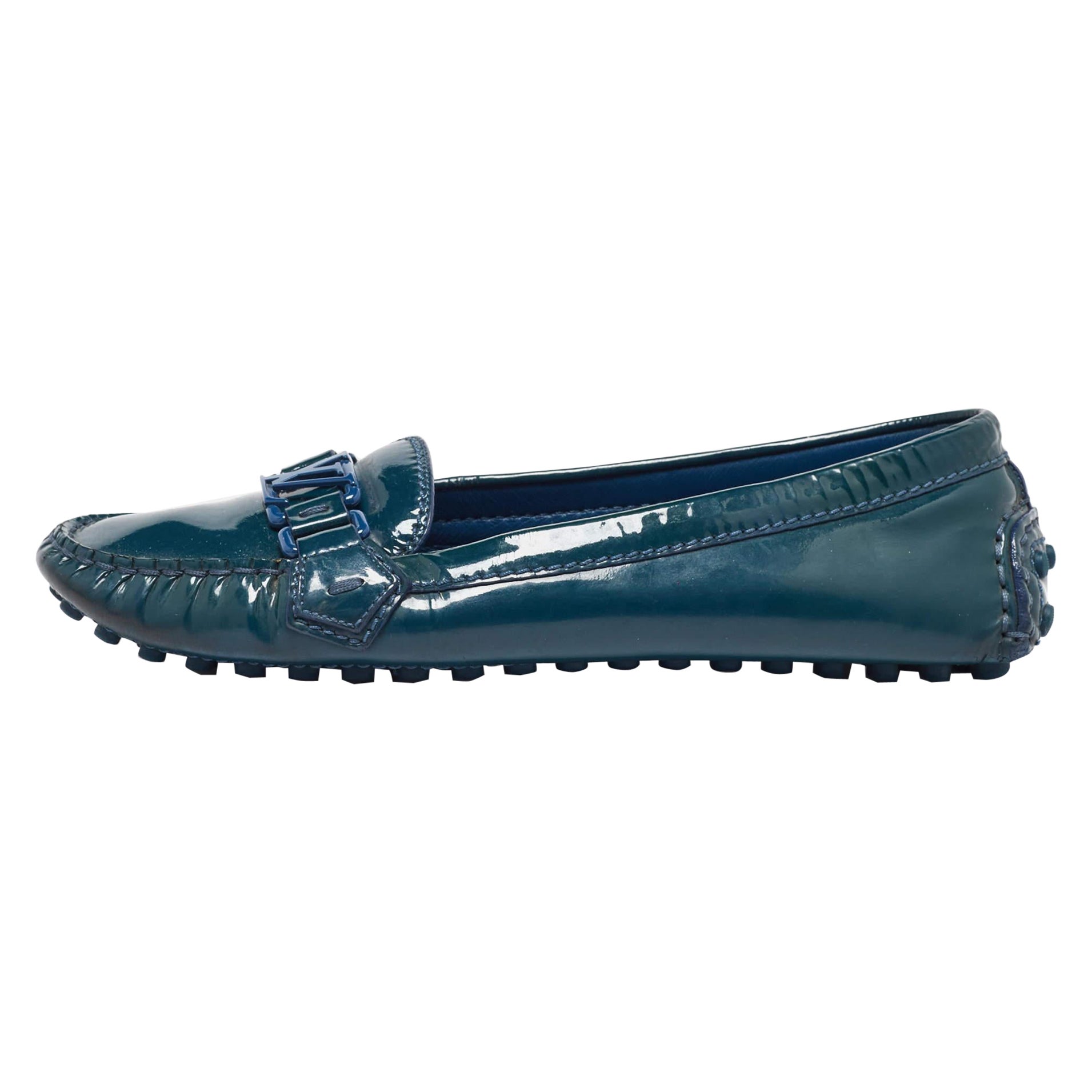 Louis Vuitton Blue Patent Leather Oxford Size 38 For Sale