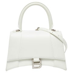 Balenciaga White Leather Small Hourglass Box Top Handle Bag