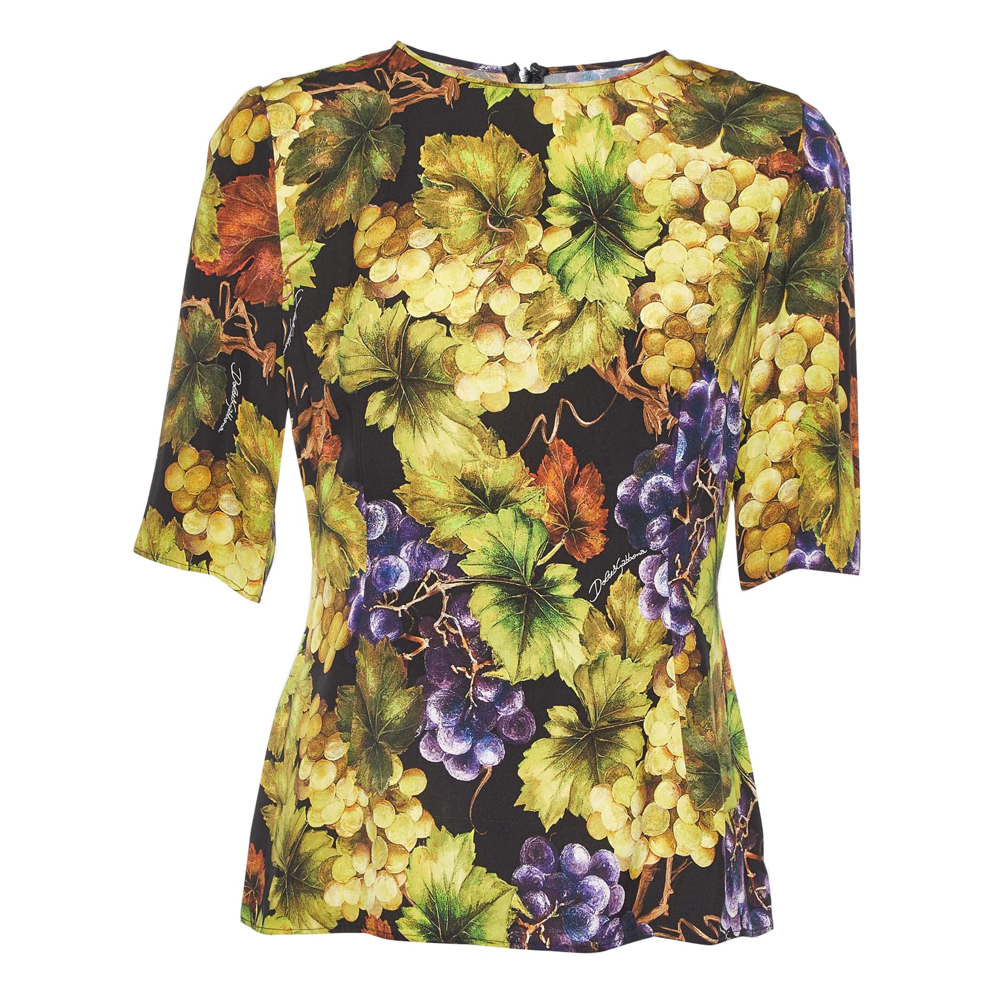 Dolce & Gabbana Top in seta con stampa floreale nero L