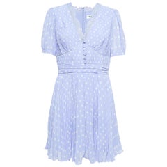 Self-Portrait Purple Polka Dot Crepe Pleated Mini Dress L